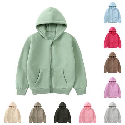 Children's Fashion Solid Color Long Sleeved Casual Jacket Zipper Hoodie Sweatshirt  Jacket