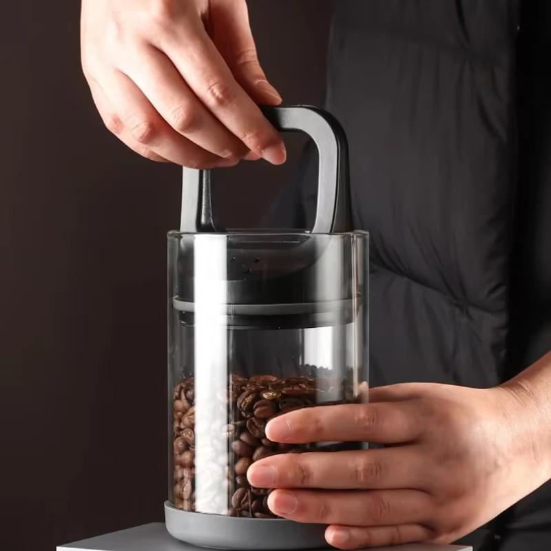 Chicchi di caffè Contenitore sottovuoto in vetro trasparente per alimenti Contenitore ermetico per estrazione dell'aria a prova di umidità