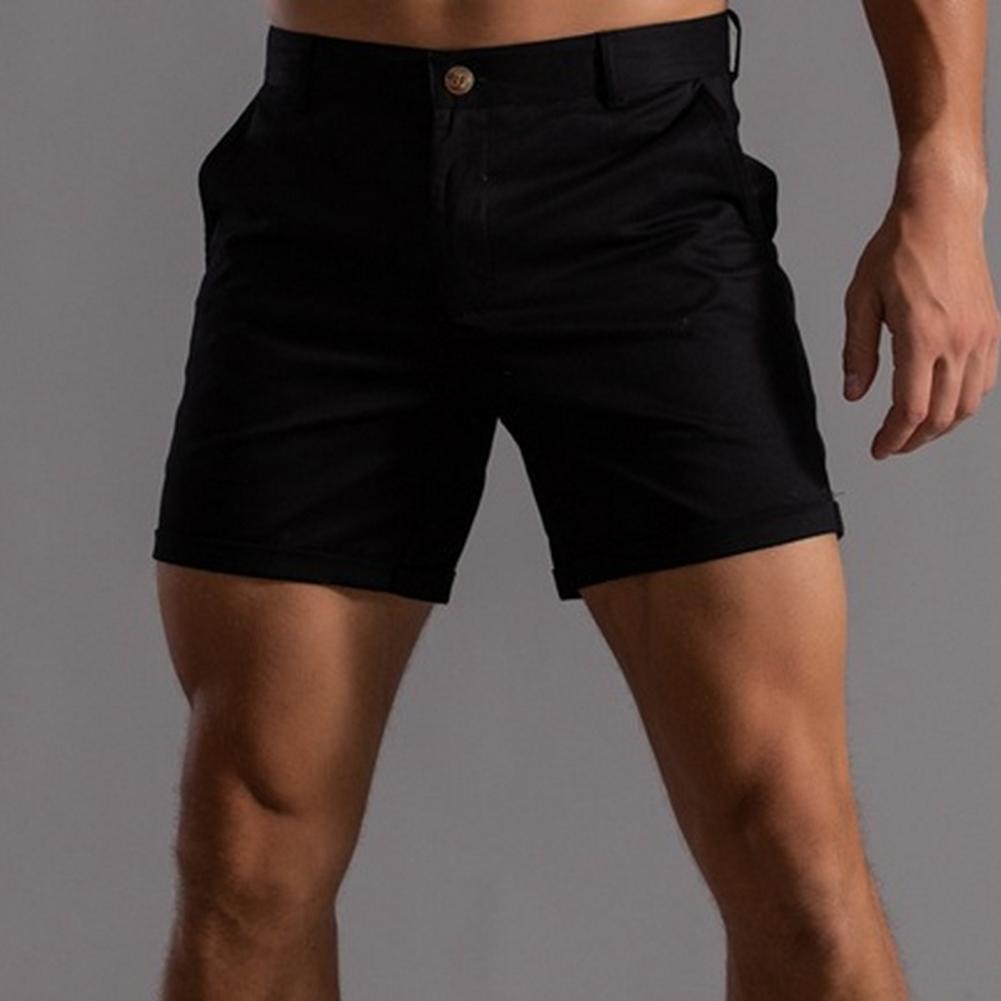 Men Summer Cargo Shorts Mid-rise Button Zipper Fly Pockets Shorts Solid Color Straight Leg Casual Short Pants Streetwear