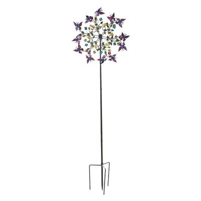 Colorful  And Purple Butterfly Metal Wind-Spinner Garden  Decoration
