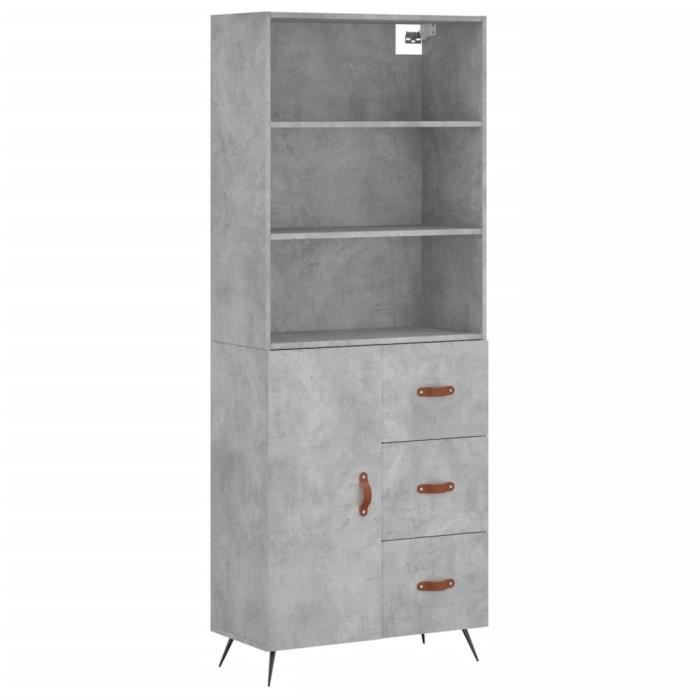 VidaXL Highboard Concrete Grey 69.5x34x180 Cm Engineered Wood 3189417