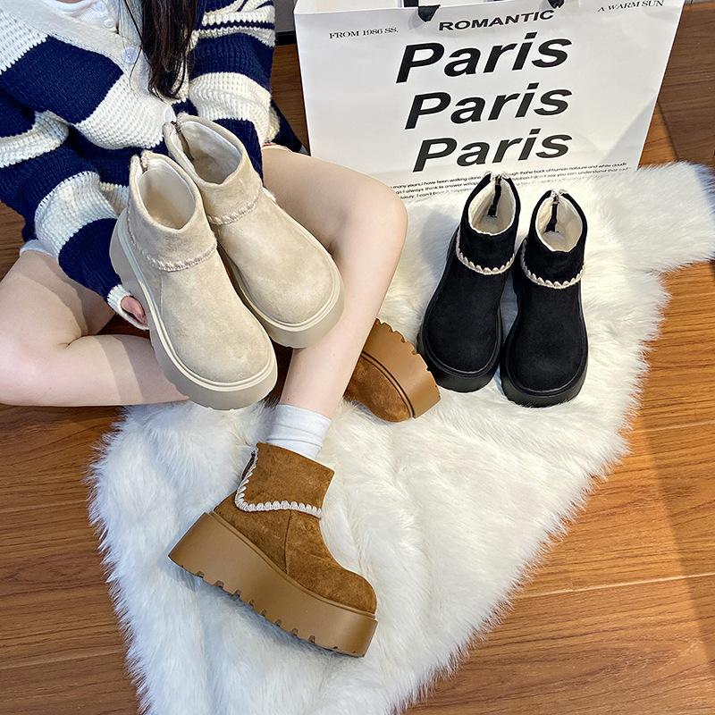 Women's plus size thickened fall and winter warm cold Martin boots ankle boots non-slip hiking cushioning sports cotton boots
