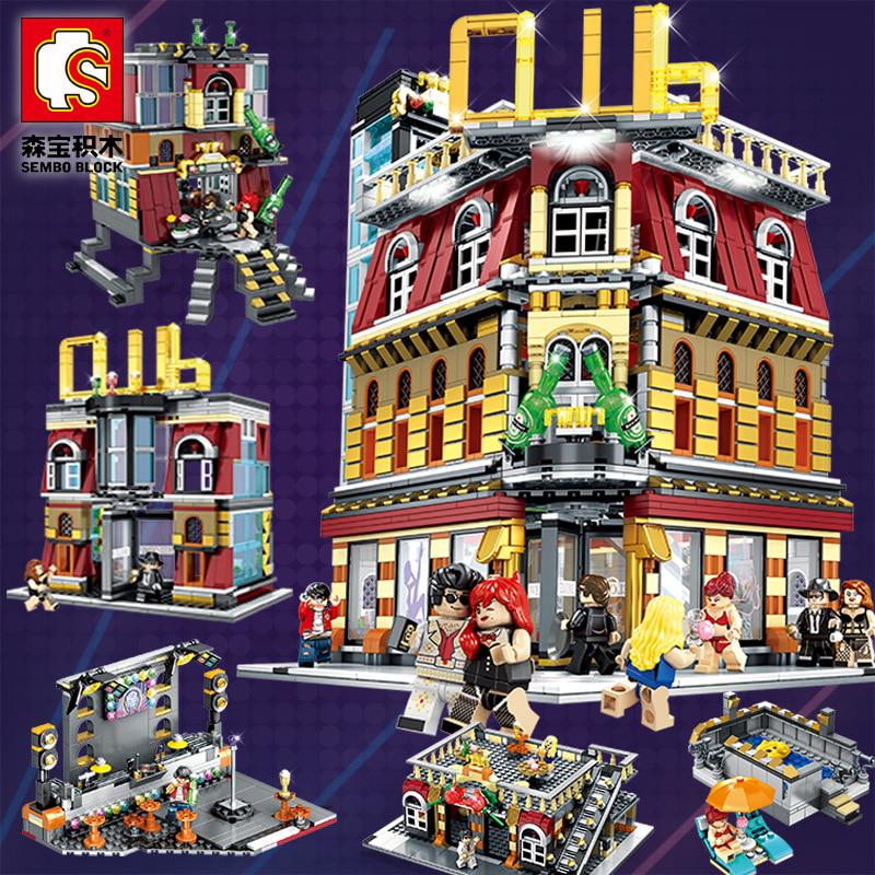 Model Build Night Buy Creator City Lighting Nightclub MOC 5in1 2488Pcs Street View Model ...
