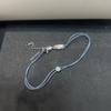Handmade Double Strand Rope Bracelet In Misty Blue With 7 Crystal Accents Unisex Couple Gift Jewelry