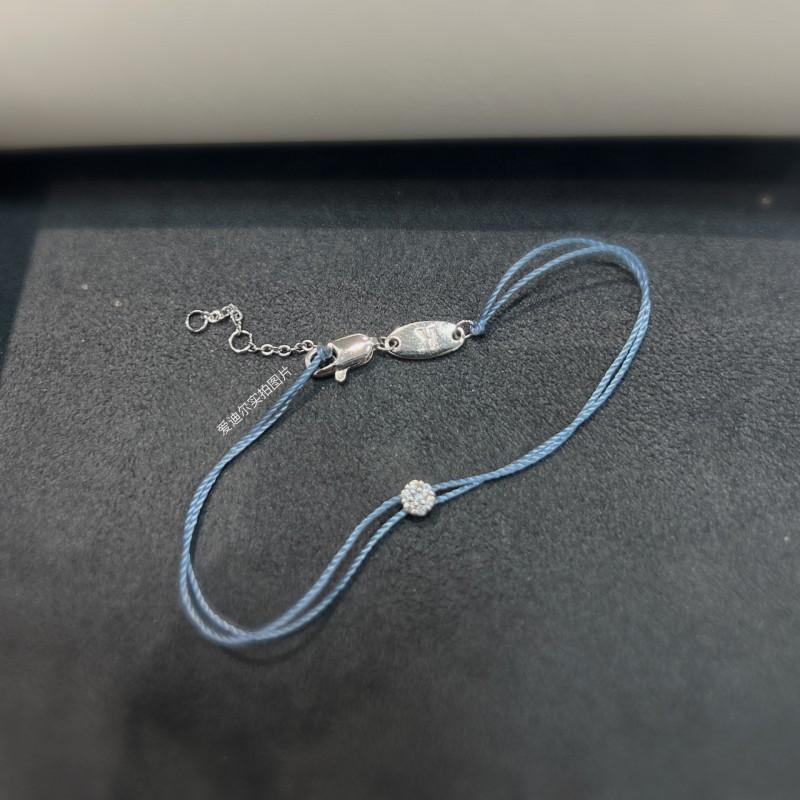 Handmade Double Strand Rope Bracelet In Misty Blue With 7 Crystal Accents Unisex Couple Gift Jewelry