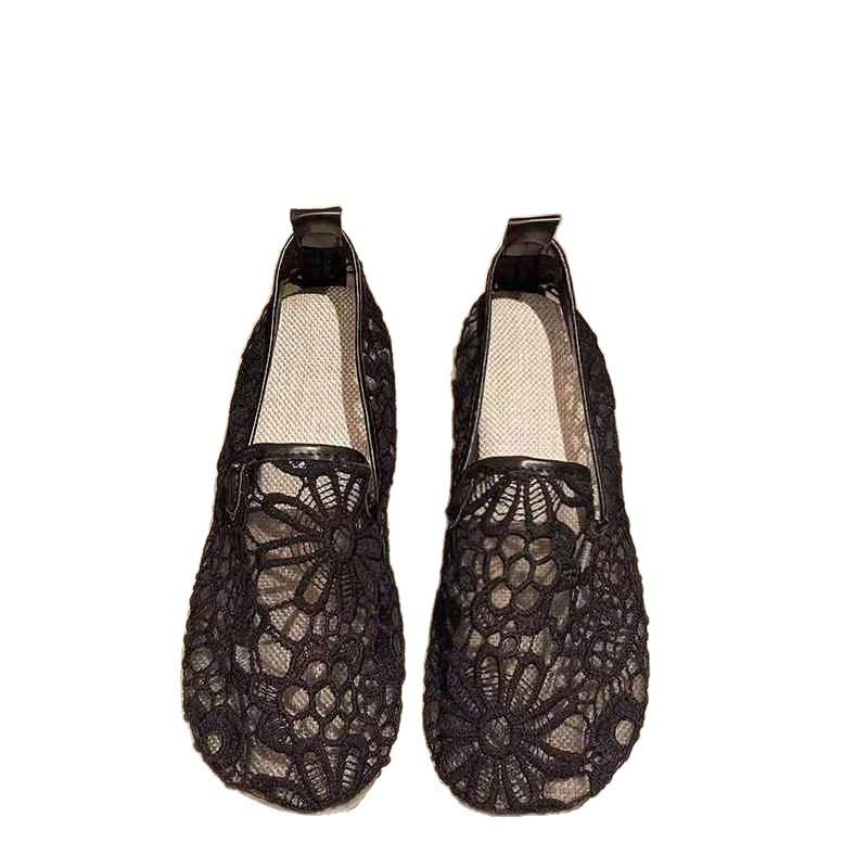 Soft-soled Mesh Mother Shoes Women's 2025 Summer New Breathable Mesh Shoes One-pedal Flat-soled Non-slip Grandma Sandals Women