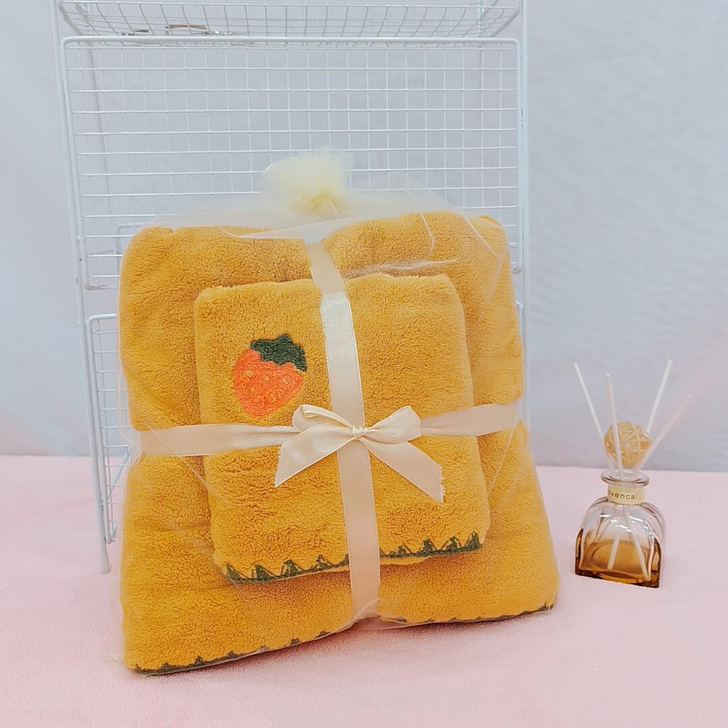 Coral fleece full embroidered towel home set small fresh soft thickened absorbent home towel set