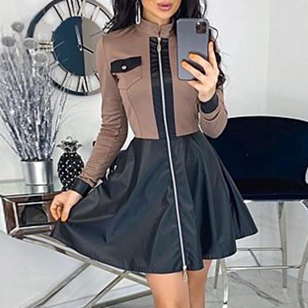Buy Women Dress Short Slim Autumn Color Block A Line Faux Leather Zipper One Piece Dress At Affordable Prices Free Shipping Real Reviews With Photos Joom Buy Women Dress Short Slim Autumn Color Block A Line Faux Leather Zipper One Piece Dress At Affordable Prices Free Shipping Real Reviews With Photos Joom