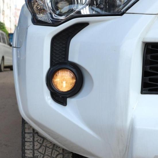 Front Fog Light Lamp Decoration Cover Trim Bezels for 4Runner 14+ Smoked Black