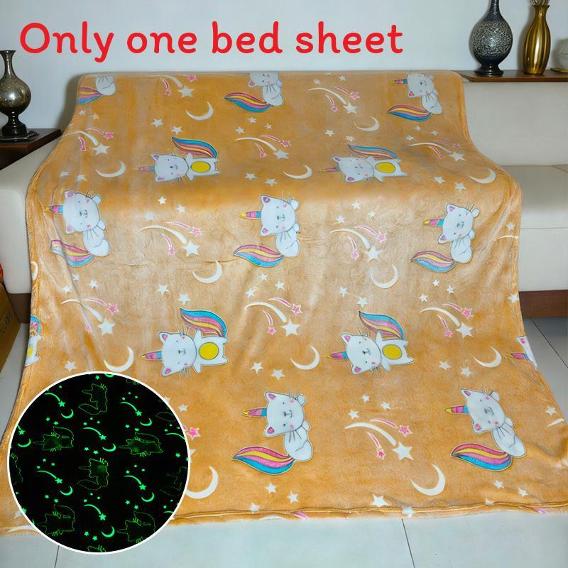Cartoon Light Up Fleece Blanket With Glow Effect For Kids Bedroom Decor