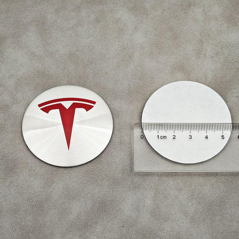 ANC1 4Pcs/set 56mm Silver Red Tesla Cap Hub Center Cap Sticker Logo for Tesla Model 3 Y S X Personalized Car Sticker Car Accessories