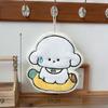Cute Cartoon Dog Wall-hanging Thick and Super Absorbent Hand Towel Made of Coral Fleece, Small Square Towel for Kitchen and Bathroom
