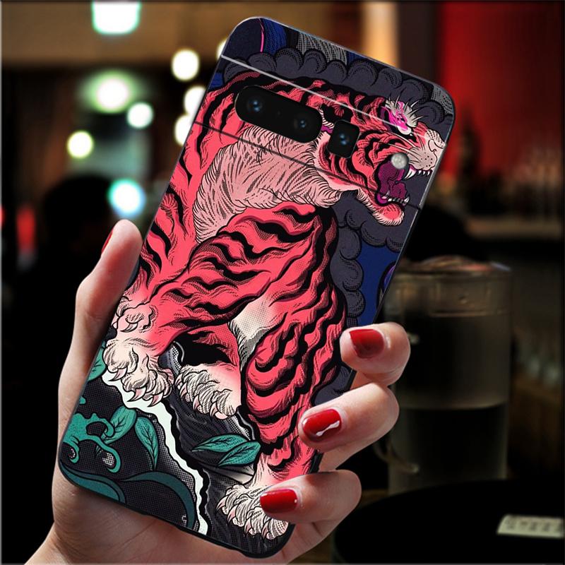 Japanese tiger art tattoo Carcasa Funda Phone Case For Google Pixel 10 9 Pro XL 9A 8 7 6 Pro Pixel 8A 7A 6A Pixel 8 7 6 5 Case