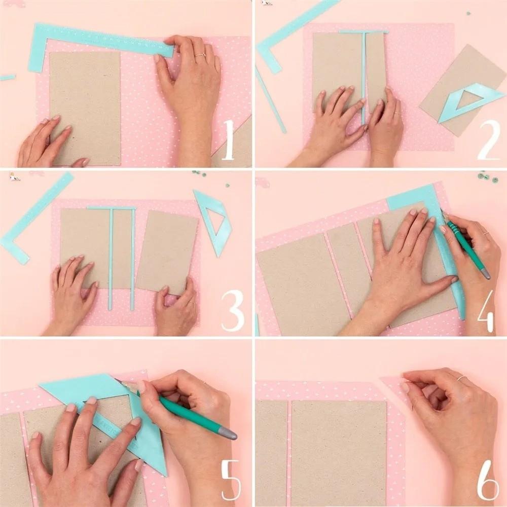 4Pcs/Set Convenient Binding Bookbinding Ruler Set T Ruler  for Scrapbooking And Album Making