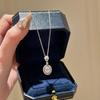 Luxurious And Exquisite   Sparkling Oval Gemstone Necklace Inlay Diamonds Fashion Collar Chain Pendant Wedding Jewelry