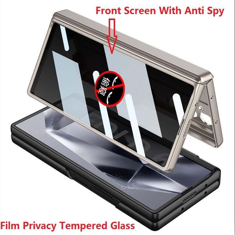 Magnetic Hinge for Samsung Galaxy Z Fold 6 5 4 Case Plastic Anti Spy Full Coverage Privacy Protective Cover Holder Stand Luxury
