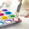 12Pcs Circular High-Temperature Resistant Silicone Small Cake Cup Mold Pudding Jelly Cup Air Fryer Baking Pastry Kitchen Mold