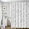 Blue Shower Curtain,Cotton Floral Cottagecore,Elegant Floral Fabric Shower Curtain Machine Washable Waterproof Bathroom Decor