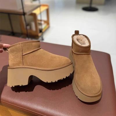 Winter New Thick-soled Heightening Women's Boots with Integrated Fur Snow Boots Women's Warm Velvet Thickened Short Boots