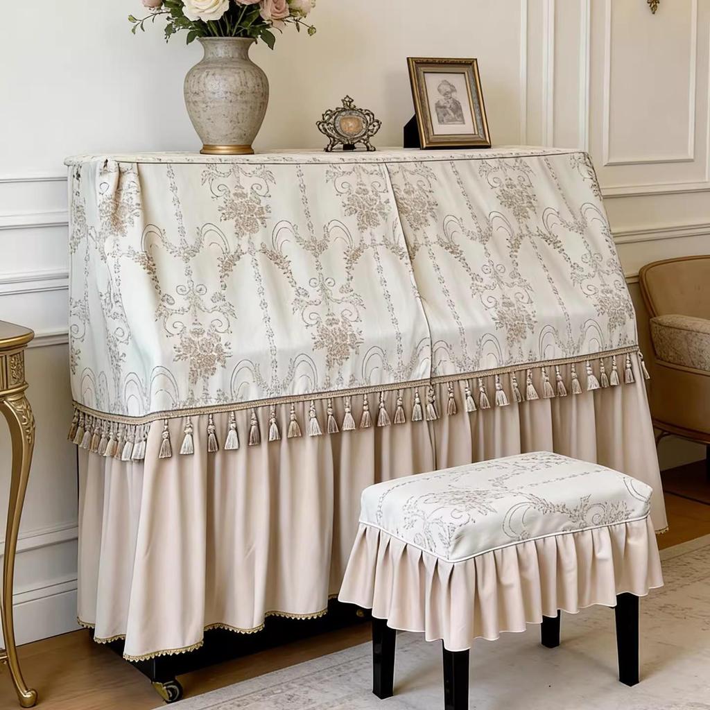 Fransk Crème Lyxig Pianodammöverdrag - High-End Stil