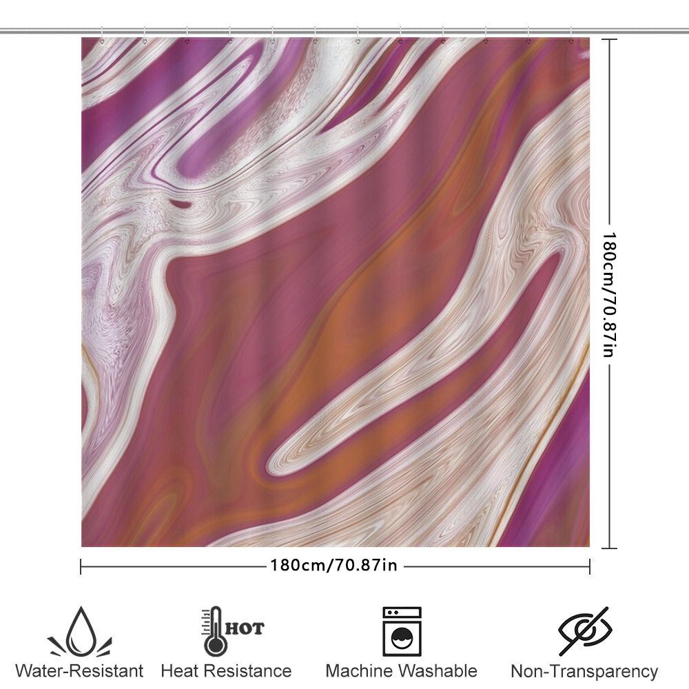 Luxuriöser bunter Duschvorhang Rosa Lila Weiß Wirbeldesign Für Badezimmerdekoration Wasserdichtes Gewebe Perfekte Geschenkidee (70 X 180Cm