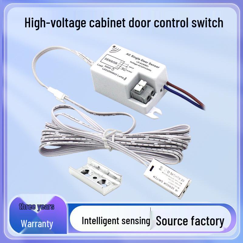 220V Ultra-Thin Wireless LED Strip Sensor for Cabinets/Wardrobes Silver Square Ultra-thin Door Control Switch