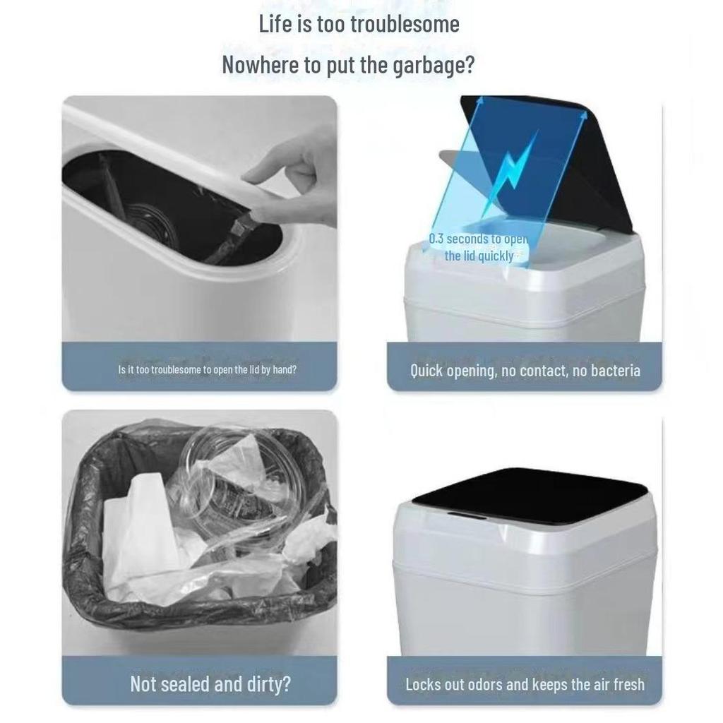 12litrový chytrý senzorový odpadkový koš: Automatické a manuální, Voděodolné, Deodorační, Sterilizace do kuchyně a toalety
