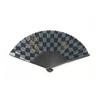 [Hasegawa] Kyoto Folding Fan, Ichimatsu (Checkered) & Choju-giga (Scroll of Frolicking Animals), Bla