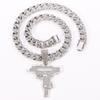 Einzigartiger Mode Große Waffe Iced Out Anhänger Cuban Link Kette Halskette, Silber/Gold Plated Hip Hop Iced Out Schmuck für Damen Party