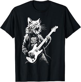 Unisexs Rock Cat Pattern Short Sleeve TShirts Funny 3D Guitar Cat Print Casual T Shirt Outdoor Unisex Unisex Y2k Tops Summer Clothing