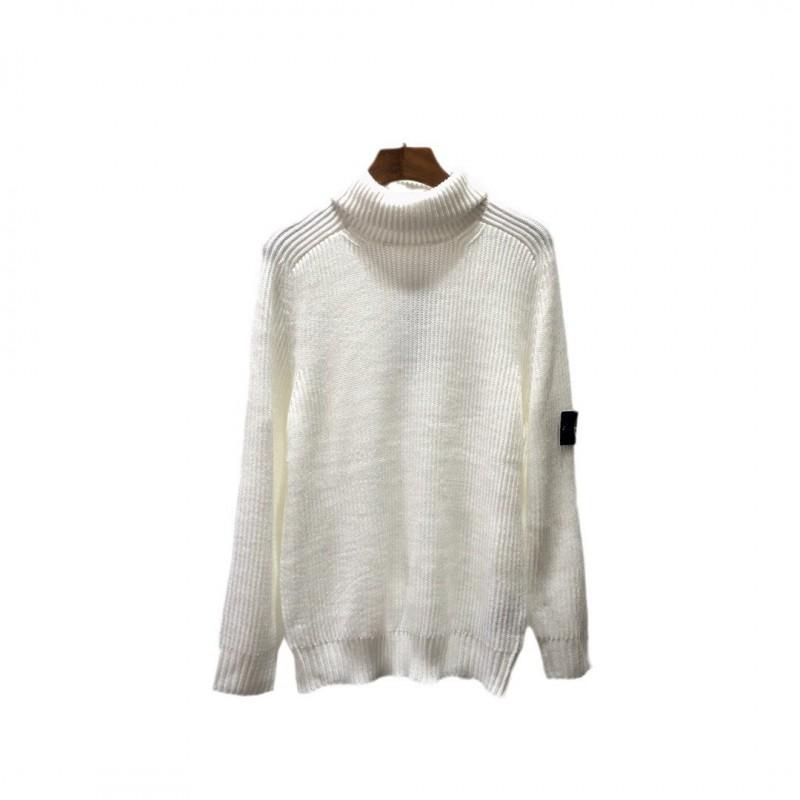 Mens High Neck Solid Color Knit Sweater Long Sleeve Casual Loose Fit Top