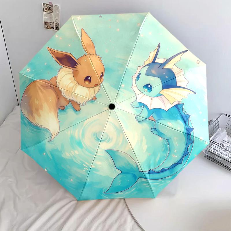 Cute Pokémon 8-Bone Automatic Folding Umbrella, Windproof Compact for Home & Outdoor, Ideal Gift for Fans
