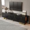 Mobile TV, Basso con Ante Texturizzate, Mobile TV, Maniglie Dorate e Gambe Dorate