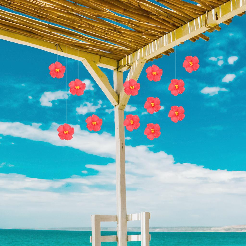 10Pcs Hibiscus Flowers Artificial Hawaiian Eva Material DIY Party Decoration Photography Prop Tropical Wedding Luau Supplies