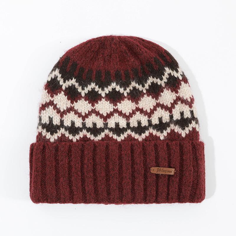 

Шапка из шерсти с жаккардовым узором «Фэр-Айл» тройного сложения: Модные, теплые наушники для осени и зимы One Size (54-58cm)