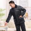 YUZHAOLIN Men's Winter Thickened Three-Layer Quilted Coral Fleece Pajama Set