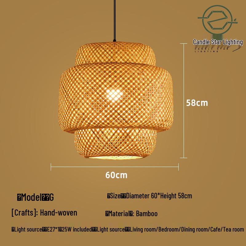 Zen Style Bamboo Rattan Pendant Light for Tea Rooms and Restaurants
