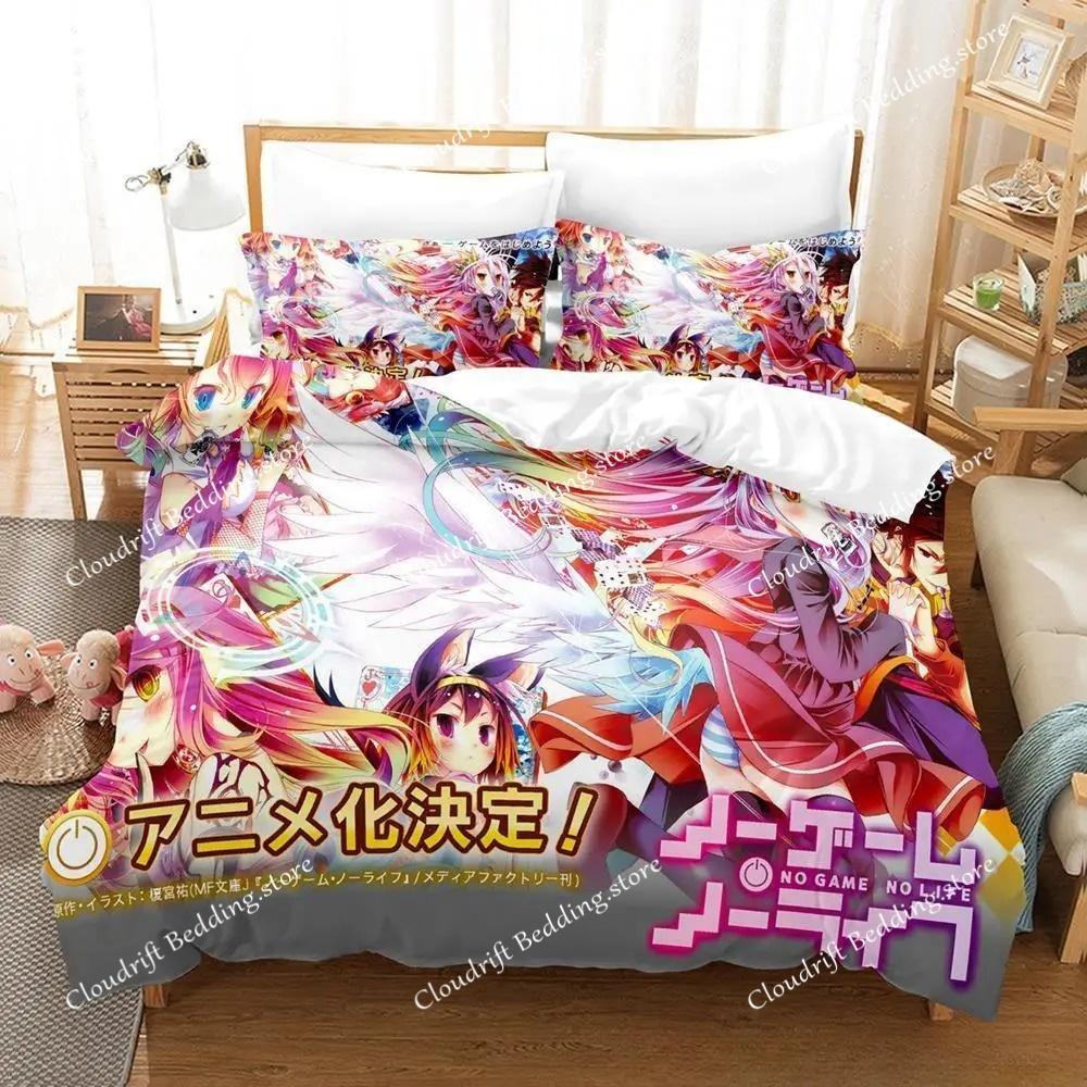 Home Textiles No Game No Life Bedding Set Cartoon Anime Set Adult Kid Bedroom Duvet Cover Sets 3D Print Kawaii Girls