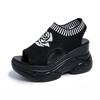 Plattform-Keilsandalen für Damen in Übergröße, atmungsaktives Geflecht, Fischmaul, elastisches Fußbett, leichte und bequeme Sandalen