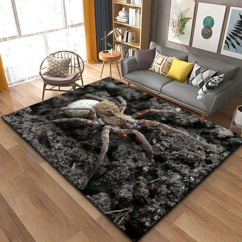 3D Spinne Krabbeln Tier Teppich Halloween Horror Matte Süßes oder Saures Teppiche Teenager Schlafzimmer Bodenmatte Festival Heimdeko Fußmatte