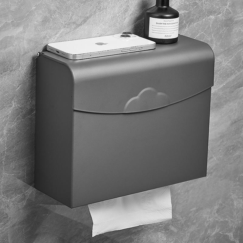 Punch-Free Space Aluminum Wall-Mounted Tissue Box Holder for Bathroom or Kitchen