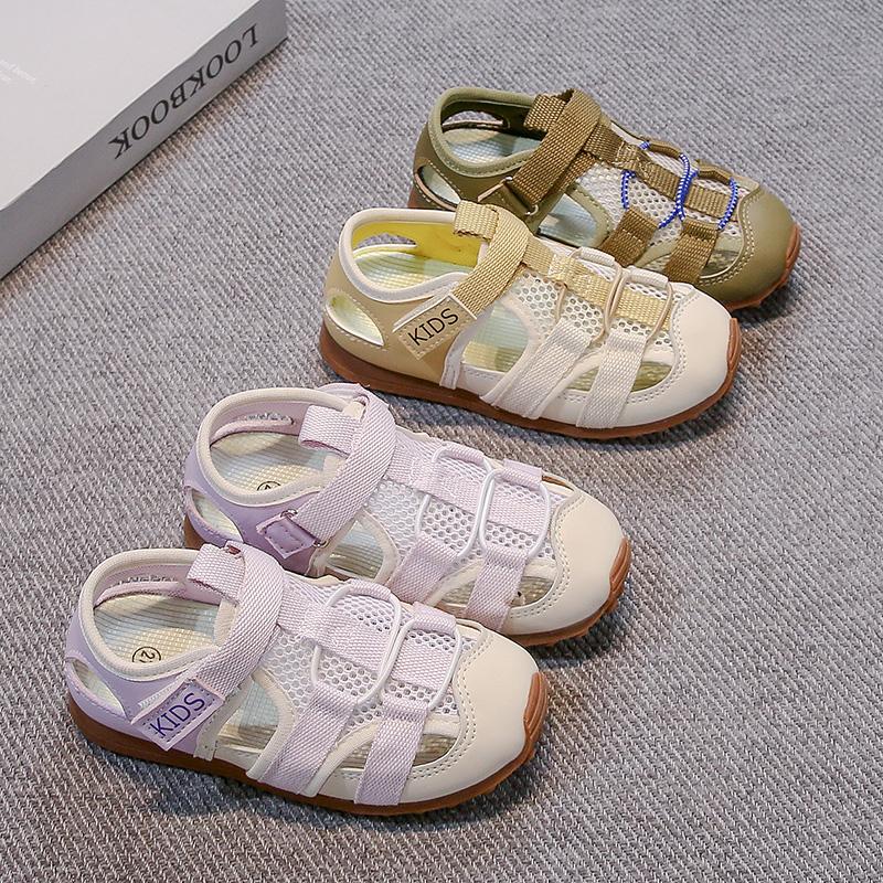 Children Casual Shoes Mesh Breathable Kids Tennis Shoes Toes Capped 2025 Summer Brand New Boys Girls Sandals Soft Sole Non-slip