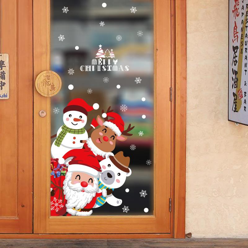 New Christmas Cartoon Wall Sticker, Shopping Mall Shop Window Glass Wall Decoration Painting Sticker