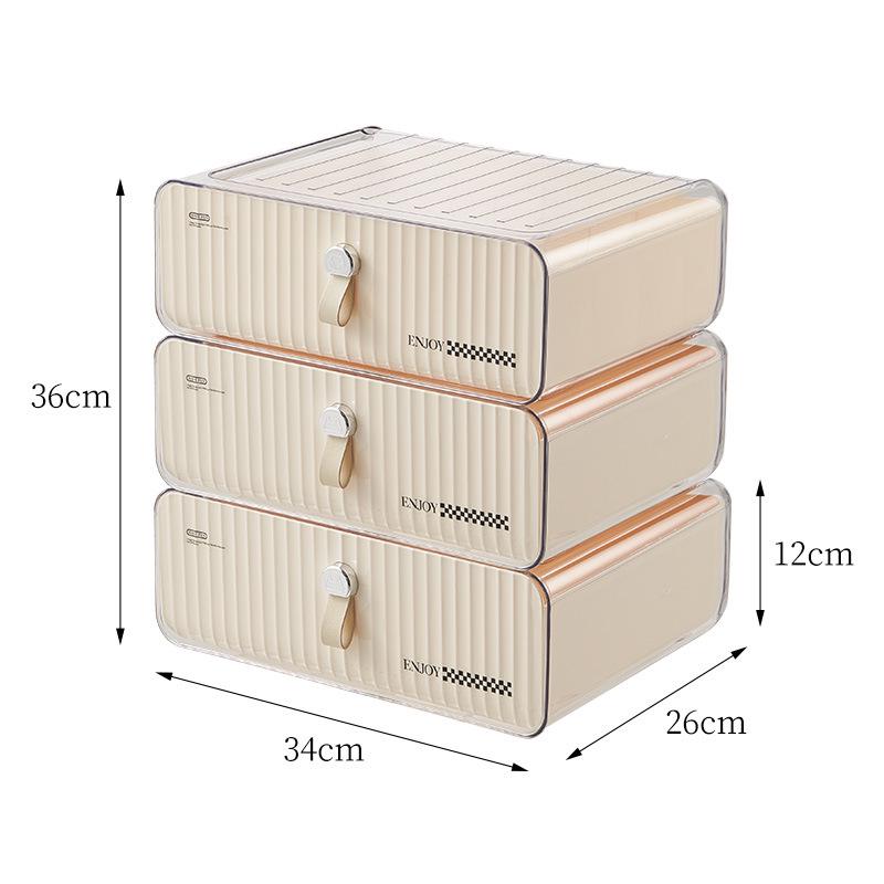 Cream Underwear Storage Box: Divided Drawer Organizer for Bras & Socks, Perfect for Dorms & Wardrobes.