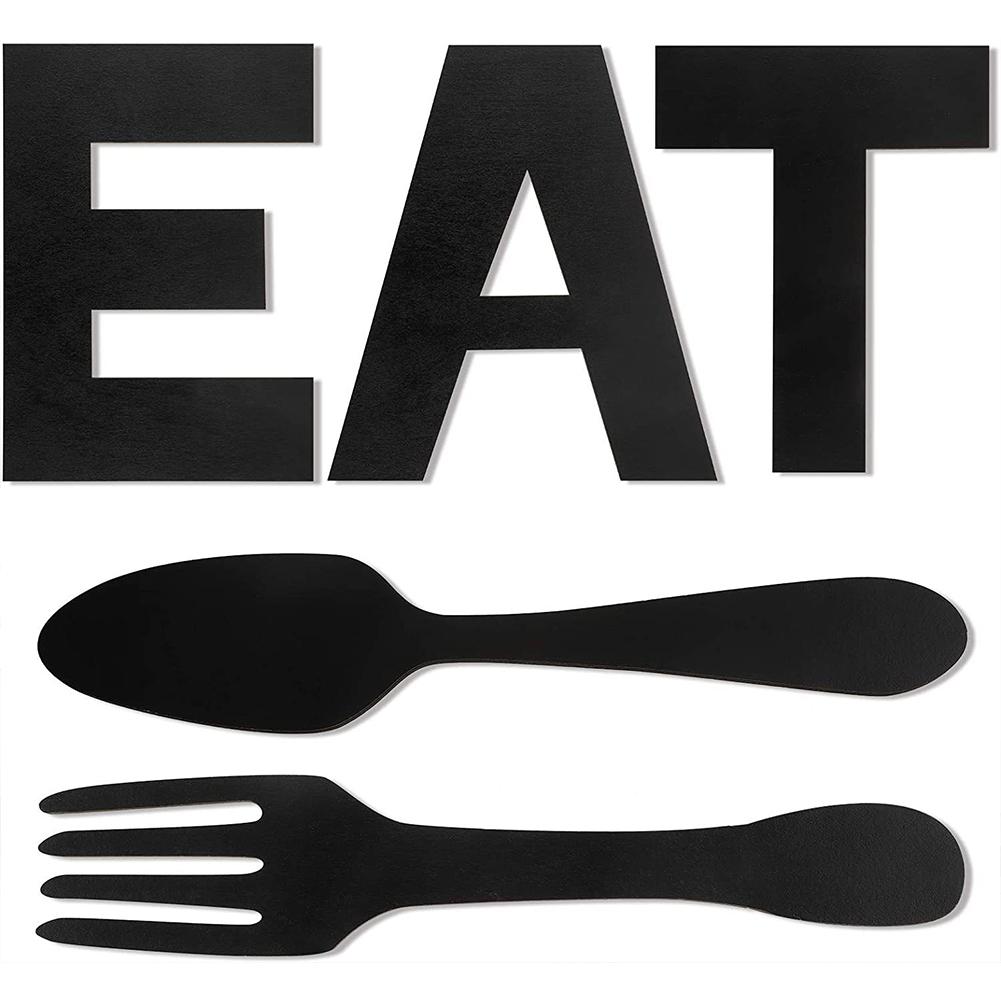 Eat Sign + Fork And Spoon Wall Decor For Kitchen Rustic Farmhouse Decoration For Family Home Dining Room