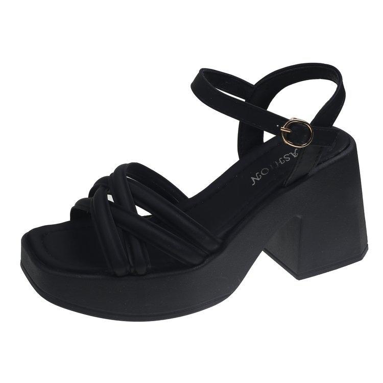 

Summer Casual Waterproof Women s Sandals Fashionable Increased Heel Platform Wedges Stylish Roman Loafers for Women 35 чёрный