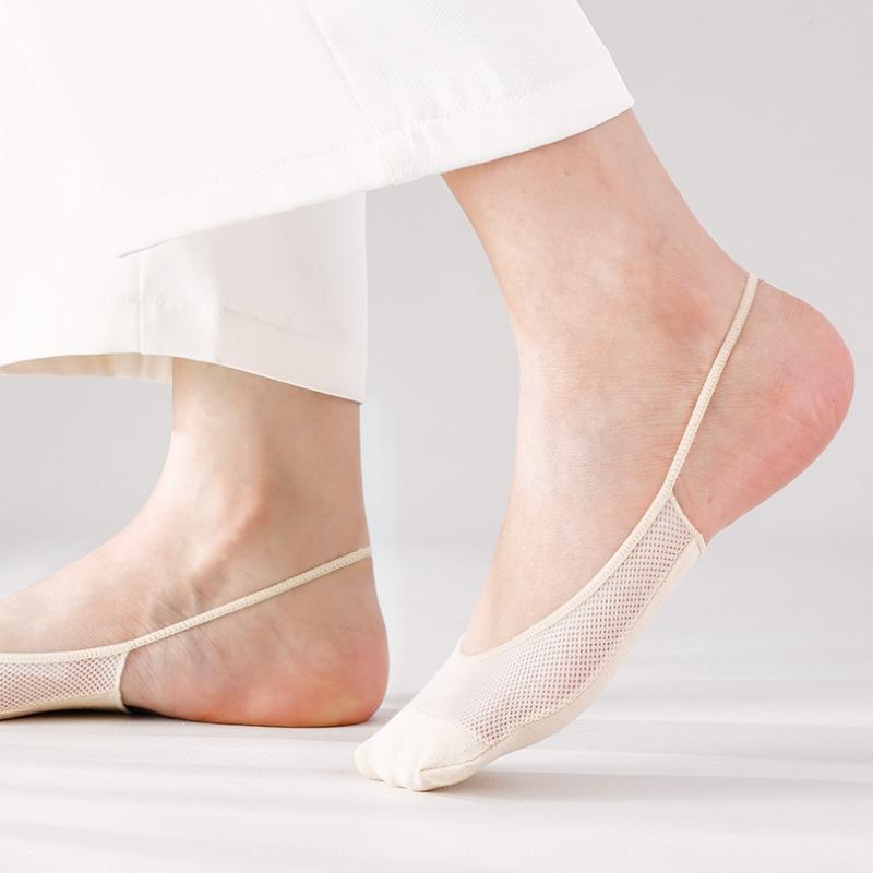 Mesh Half Palm Socks Women High Heels Socks Women Spring and Summer Thin Sponge Pad Garter Socks Invisible Socks Non-slip No Heel Fall Off Socks