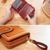 1 buc Portofel scurt cu fermoar pentru femei Transfrontalier Retro Piele cu ceară de ulei European și American Multi-slot Organizator Carduri