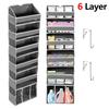 6 Layer Over the Door Organizer Nonwoven Hanging Storage Bag with 6 Side Mesh Pockets Large Capacity Pants Clothes Toy Organizer