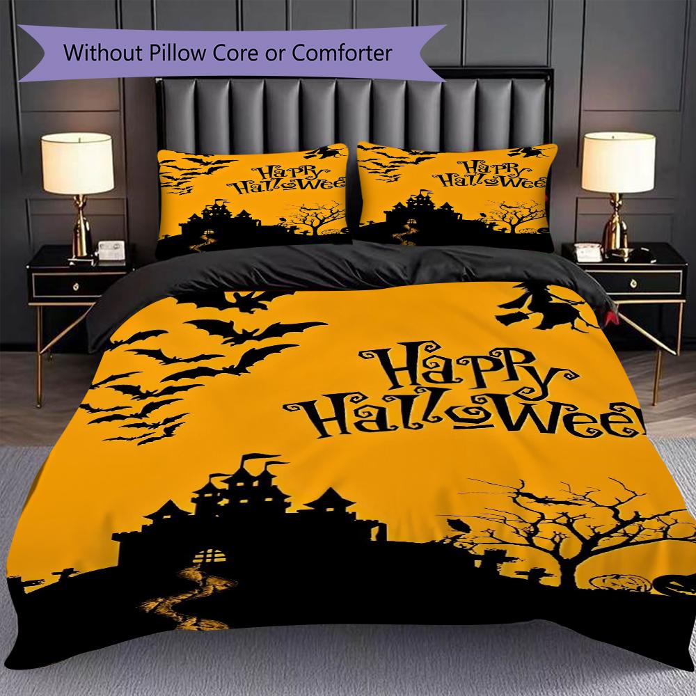 1PC Halloween theme pattern Bedding Quilt Set Quilt Cover Pillowcase Home Decoration Birthday Gift (1 * duvet cover + 2 * pillowcase, without core)